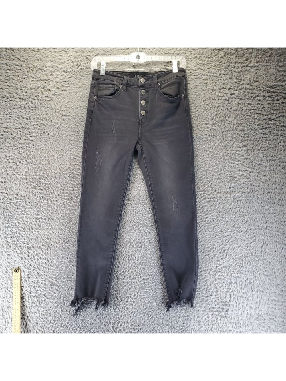 Risen Jeans Womens Size 27 Black High Rise Button Fly Stretch Denim *Read*
